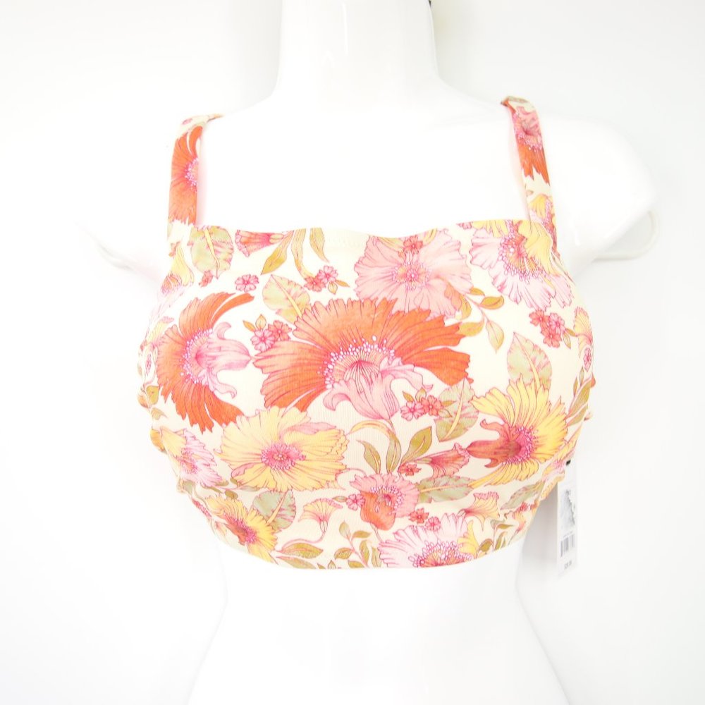 Shade & Shore Multicolor Floral Criss Cross Bralette Bikini Top Size 34 DD